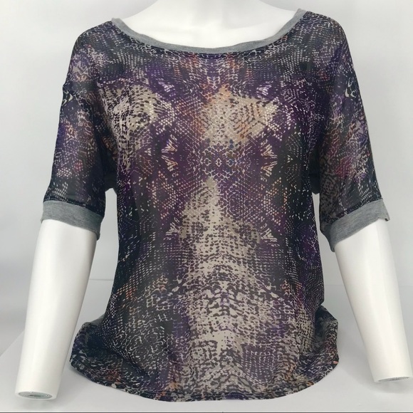 Snake Print Chiffon Front Tee - Picture 1 of 8